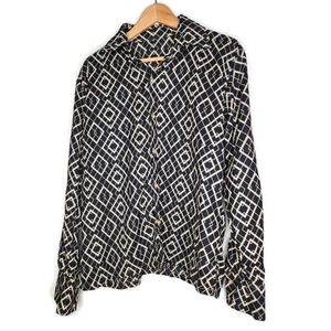 Worn on TV Custom Made Shirt in Black and Tan Geometric Print Size L